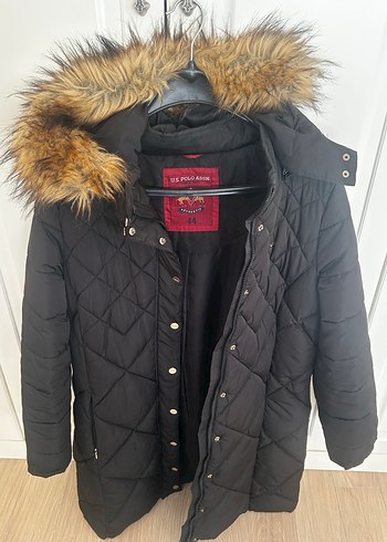 Kürklü kapşonlu Siyah Kadın Kışlık Mont 44 beden uspa - Görsel 2