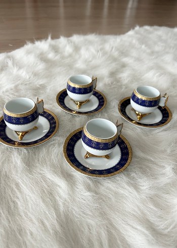 Koyu Mavi Altın Detaylı Porselen Fincan Takımı 4 adet - Görsel 2