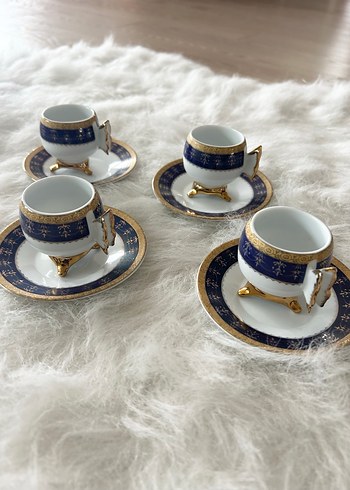 Koyu Mavi Altın Detaylı Porselen Fincan Takımı 4 adet - Görsel 4