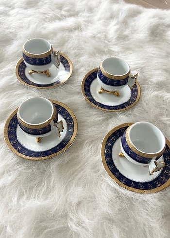 Koyu Mavi Altın Detaylı Porselen Fincan Takımı 4 adet - Görsel 3