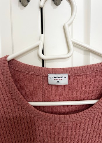 Pembe Oversize Triko Kadın Kazak uspa xl - Görsel 2