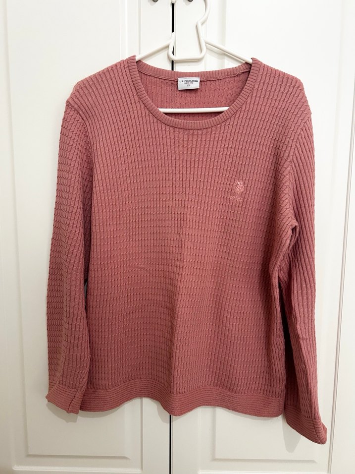 Pembe Oversize Triko Kadın Kazak uspa xl - Görsel 4