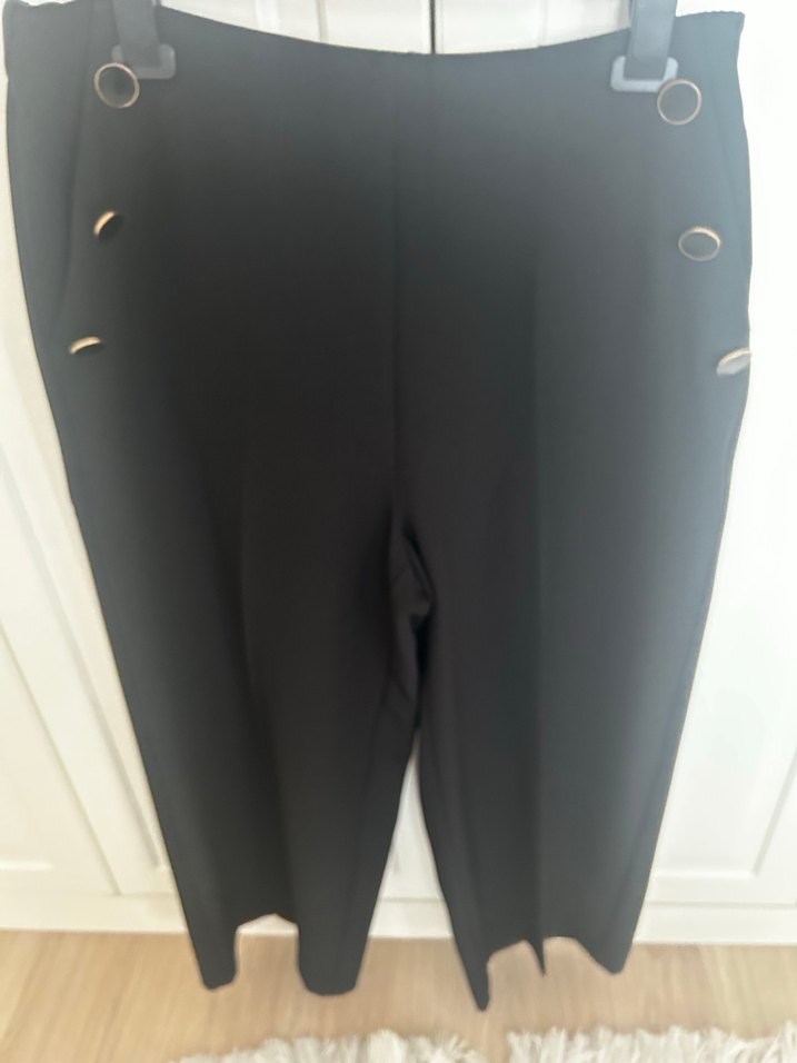 Ekol Kadın Siyah Bol Kesim Midi Kumaş Pantolon 44 beden - Görsel 2