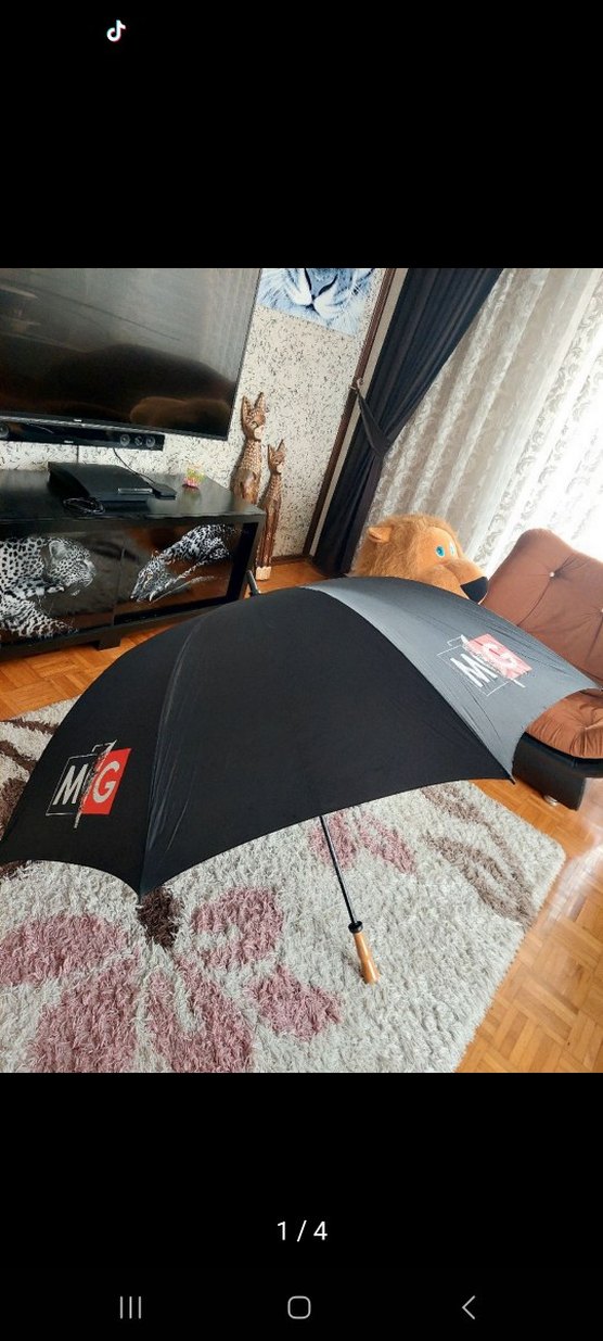 Siyah Street Style Kadın Şemsiye Velcro Detaylı - Görsel 3