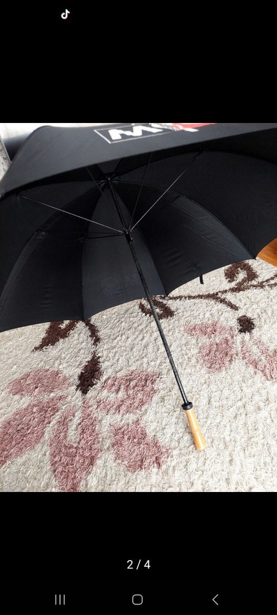 Siyah Street Style Kadın Şemsiye Velcro Detaylı - Görsel 2