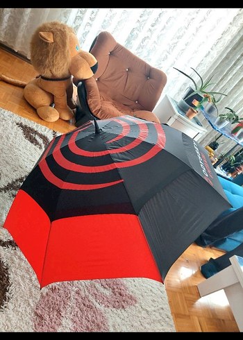 Fermuarlı Kırmızı-Siyah Kadın Şemsiye - Görsel 3