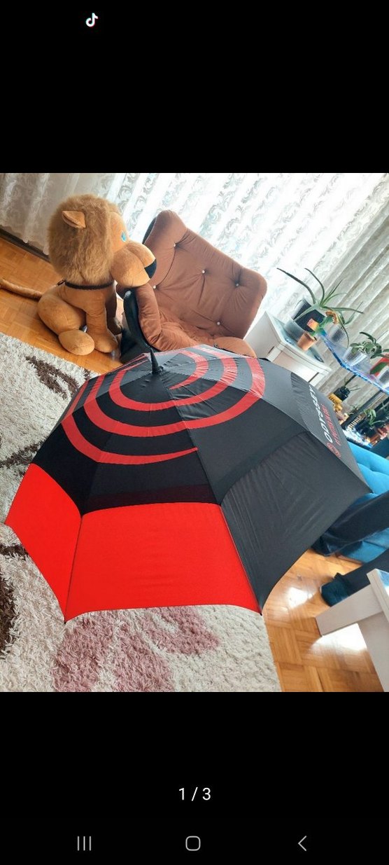 Fermuarlı Kırmızı-Siyah Kadın Şemsiye - Görsel 3