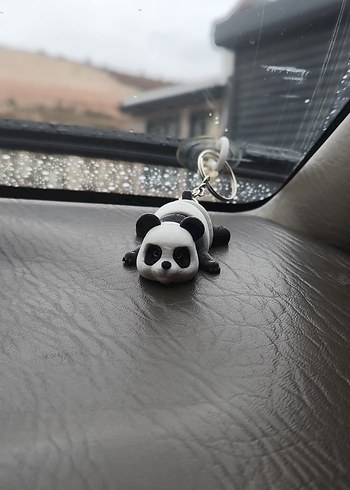 Şişkin Siyah Beyaz Hareketli Panda Anahtarlık - Görsel 5