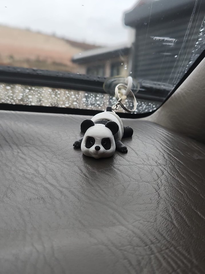 Şişkin Siyah Beyaz Hareketli Panda Anahtarlık - Görsel 5
