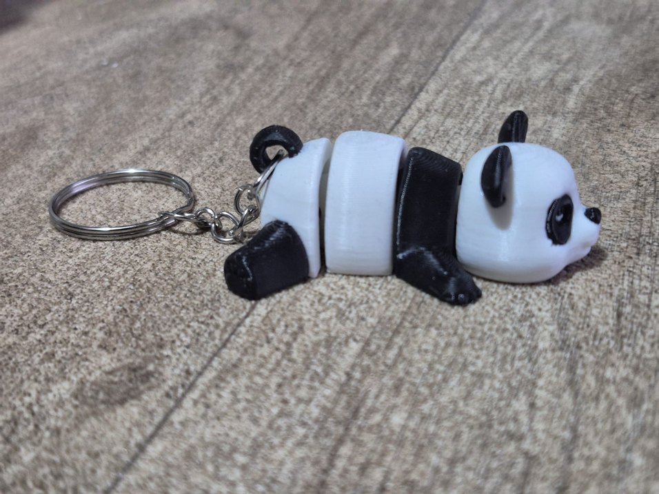 Şişkin Siyah Beyaz Hareketli Panda Anahtarlık - Görsel 2