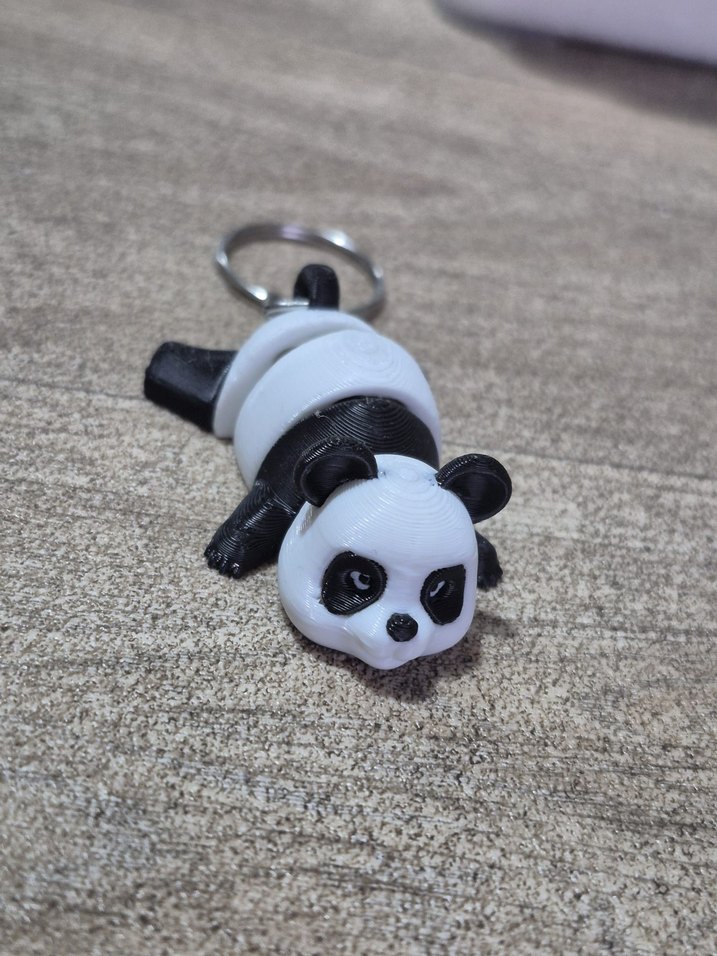 Şişkin Siyah Beyaz Hareketli Panda Anahtarlık - Görsel 3
