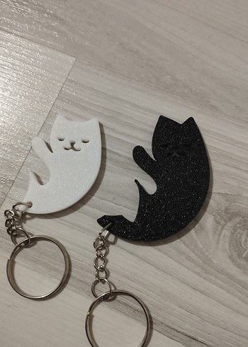 Çiftlere Özel Siyah Beyaz Kedi Anahtarlık - Görsel 2