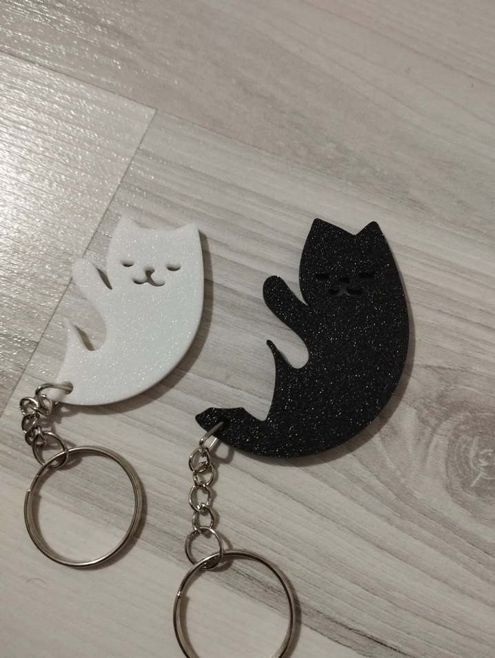 Çiftlere Özel Siyah Beyaz Kedi Anahtarlık - Görsel 2