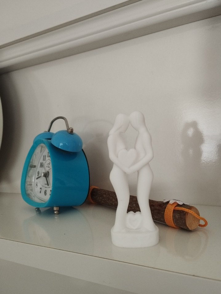 3D Baskı Beyaz Kalp Figürlü Sevgili Biblosu - Görsel 3