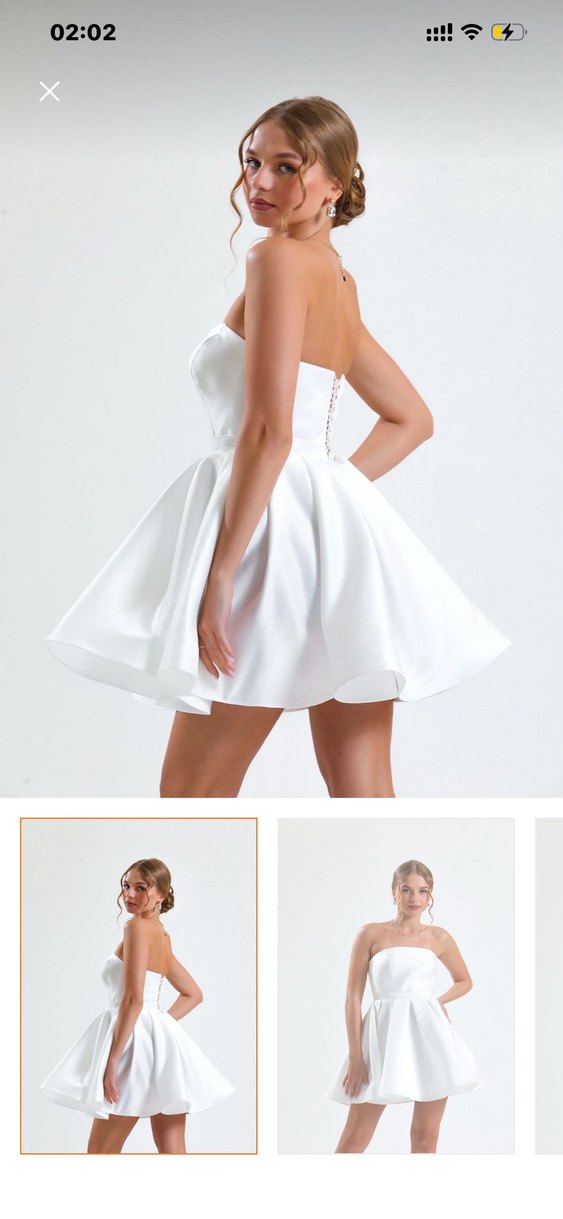 Tangül Alis Beyaz Straplez Elbise - Görsel 2