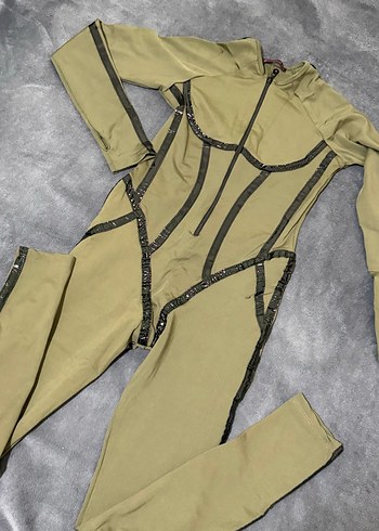 Siyah Deri Biker Kadın Tulum - Görsel 4