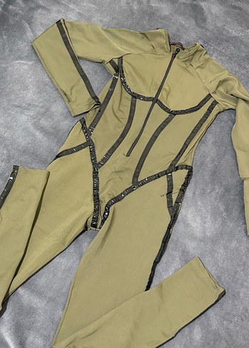 Siyah Deri Biker Kadın Tulum - Görsel 5