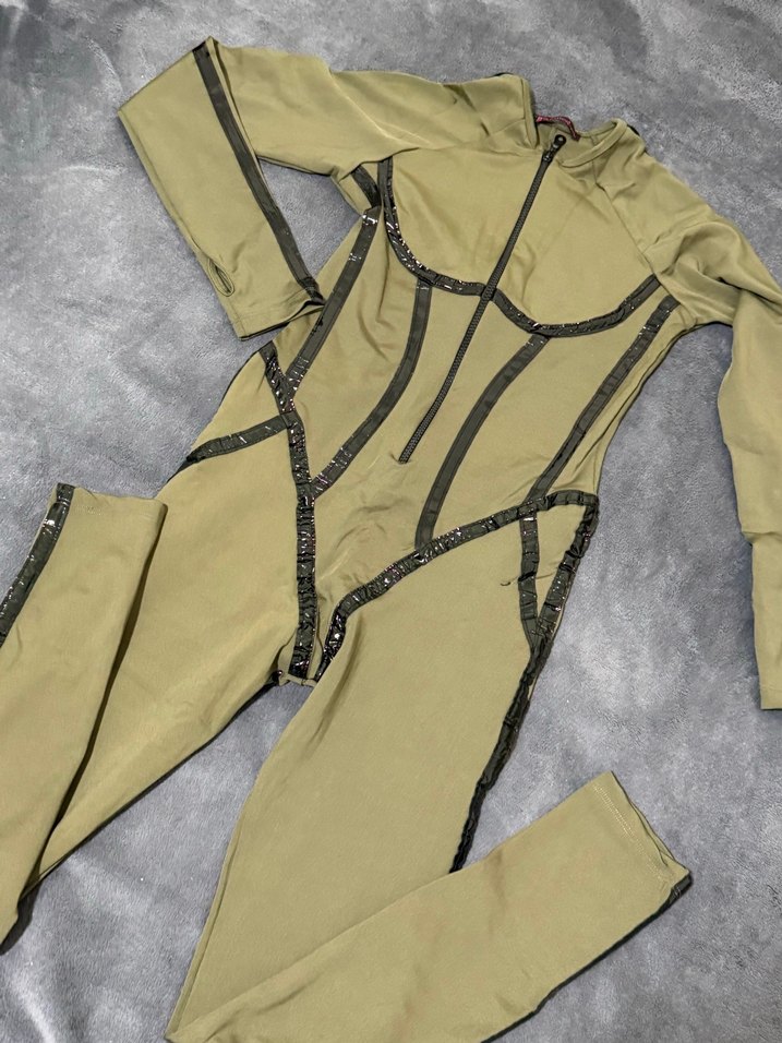 Siyah Deri Biker Kadın Tulum - Görsel 4