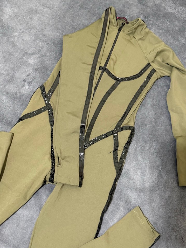 Siyah Deri Biker Kadın Tulum - Görsel 3