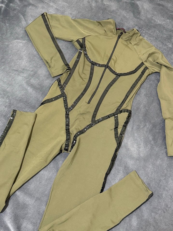 Siyah Deri Biker Kadın Tulum - Görsel 5