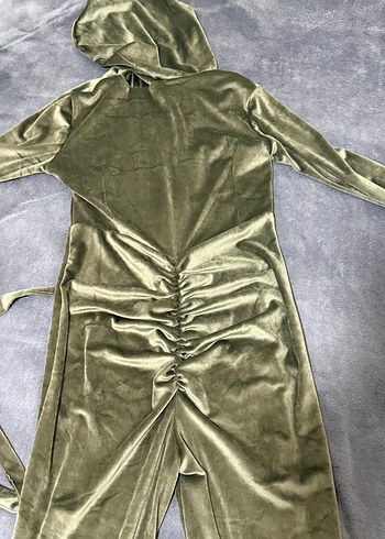 Kadın Fitilli Süet Kapüşonlu Tulum - Görsel 4