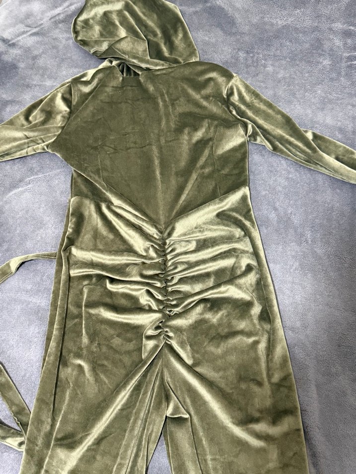 Kadın Fitilli Süet Kapüşonlu Tulum - Görsel 4