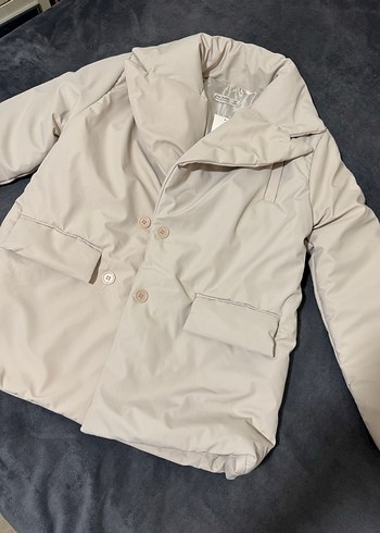 Bej Düğmeli Midi Kadın Ceket - Görsel 2