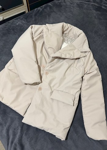 Bej Düğmeli Midi Kadın Ceket - Görsel 4