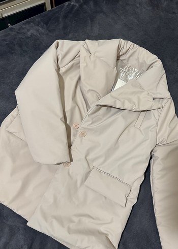 Bej Düğmeli Midi Kadın Ceket - Görsel 3