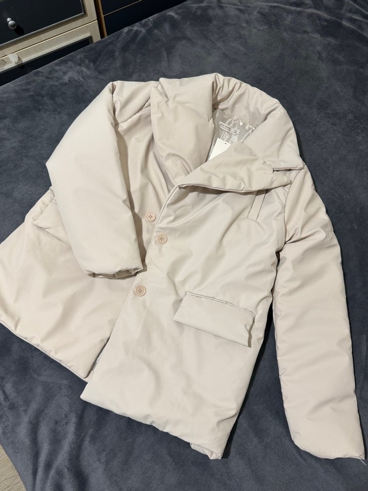 Bej Düğmeli Midi Kadın Ceket - Görsel 4