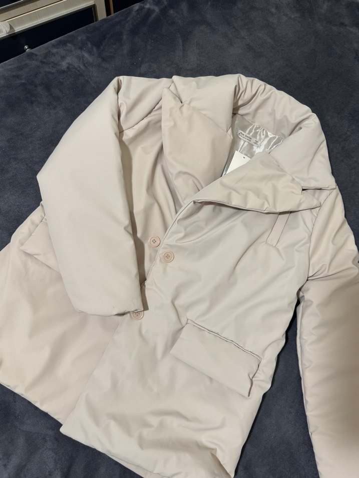 Bej Düğmeli Midi Kadın Ceket - Görsel 3