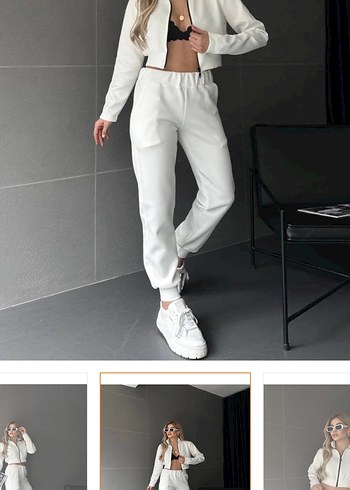 Beyaz Kadın Sweat Takımı Uzun Kollu - Görsel 3