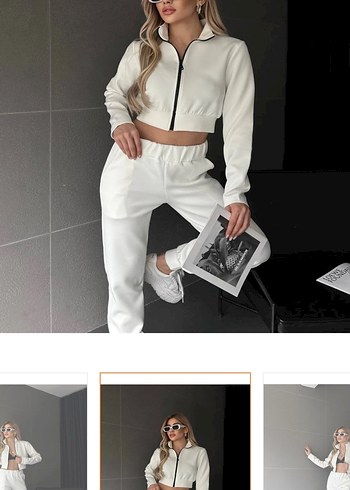 Beyaz Kadın Sweat Takımı Uzun Kollu - Görsel 2