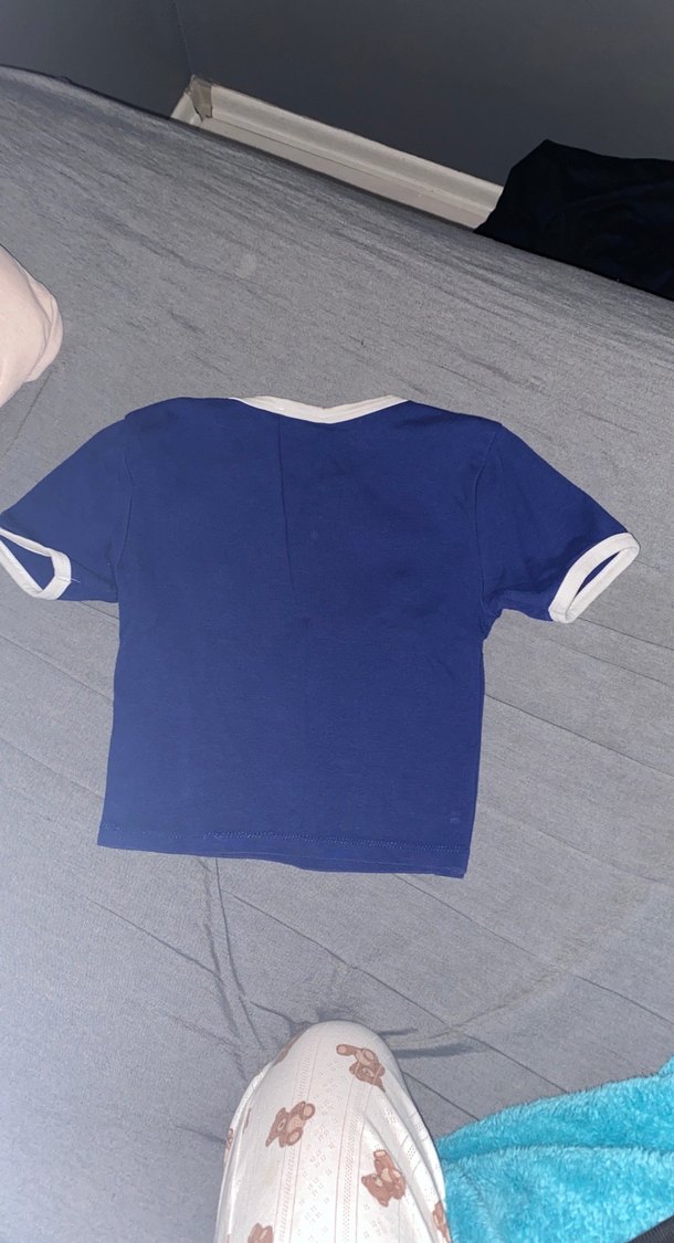 Mavi Baskılı Pamuk Crop - Görsel 2