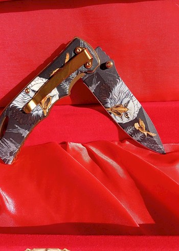 Kartal desenli katlanır gri çakı - Görsel 2