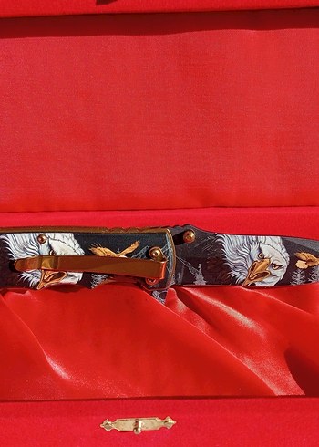 Kartal desenli katlanır gri çakı - Görsel 4