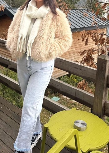 Bej-Krem Crop Kürk - Görsel 2