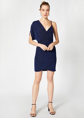 Lacivert Simli Kısa Elbise - Görsel 5