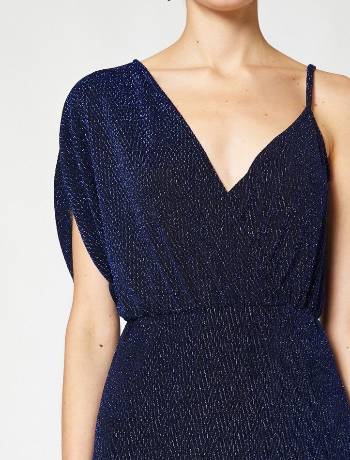 Lacivert Simli Kısa Elbise - Görsel 4