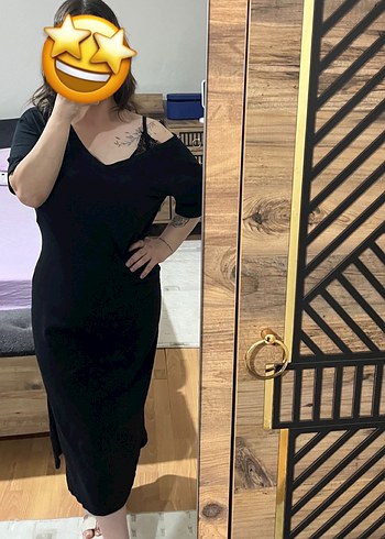 Siyah Dantel Detaylı Kadın Elbise - Görsel 4