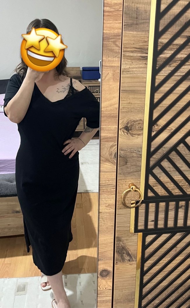 Siyah Dantel Detaylı Kadın Elbise - Görsel 4