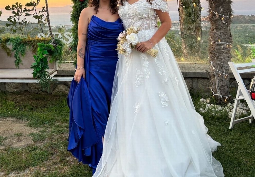 Mavi Straplez Drapeli Uzun Abiye Elbise - Görsel 5