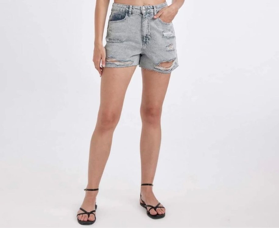 Mom Fit Yüksel Bel Şort - Görsel 3