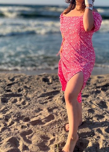 Pembe Çiçekli Uzun Günlük Elbise - Görsel 3