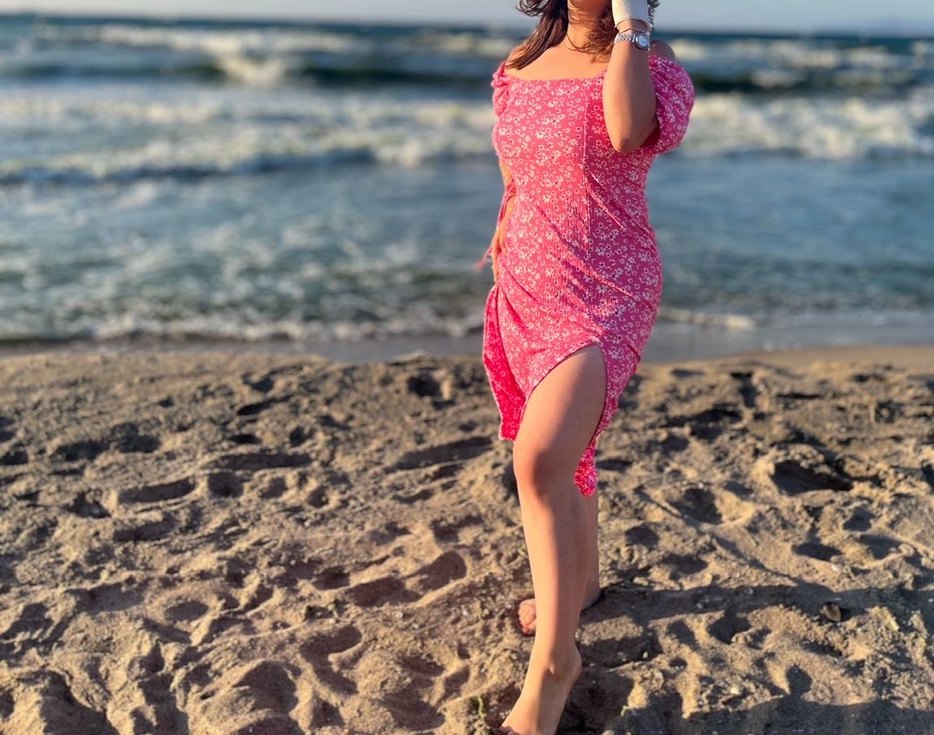 Pembe Çiçekli Uzun Günlük Elbise - Görsel 3