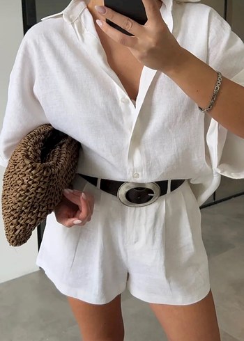 Beyaz İkili Şortlu Takım - Görsel 4