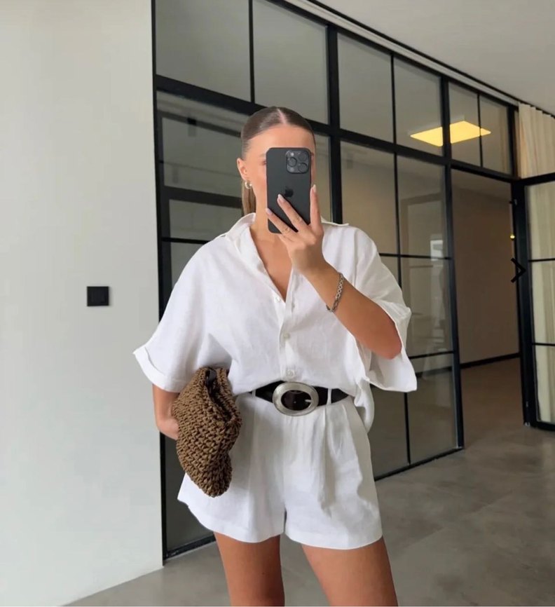 Beyaz İkili Şortlu Takım - Görsel 3