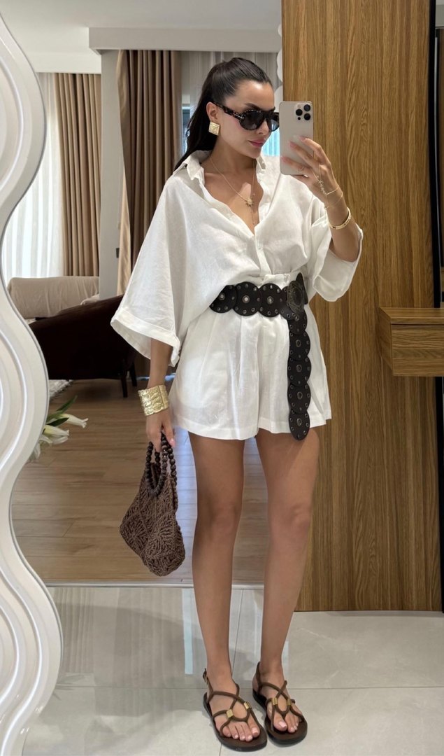 Beyaz İkili Şortlu Takım - Görsel 2