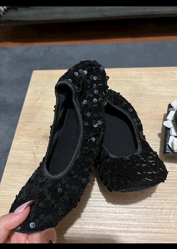 Kız Çocuk Siyah Goth Babet Ayakkabı Velcro - Görsel 4