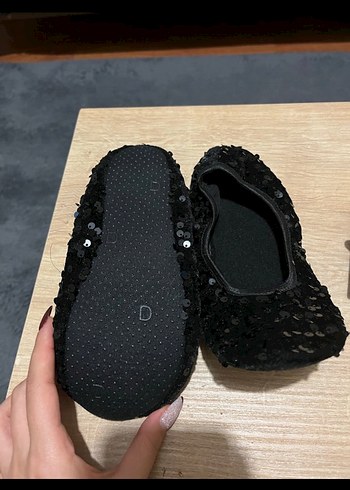 Kız Çocuk Siyah Goth Babet Ayakkabı Velcro - Görsel 2